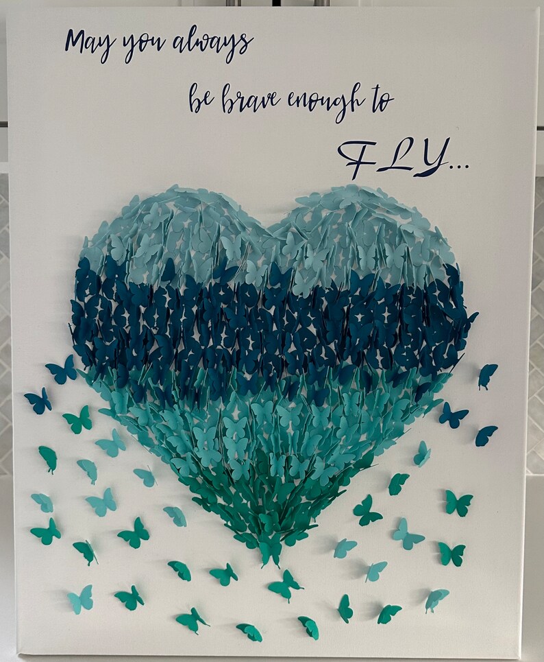 Butterfly Heart Wall Art Paper Butterfly Art Abstract Etsy