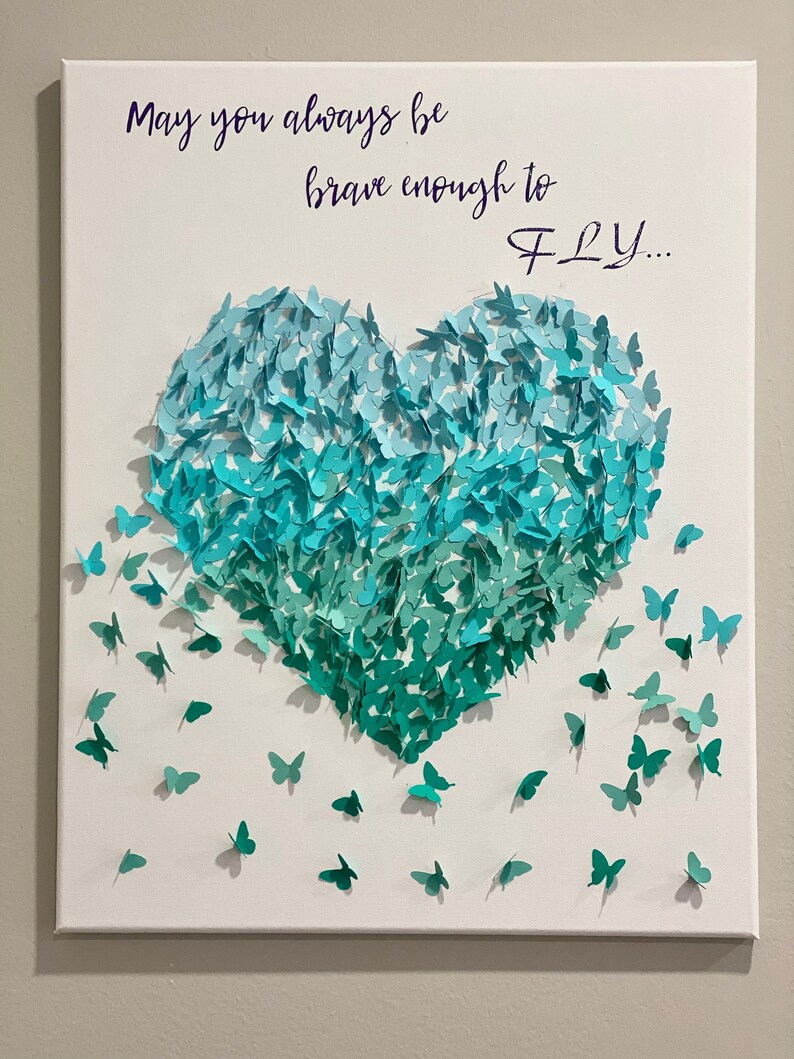 Butterfly Heart Wall Art Paper Butterfly Art Abstract Etsy