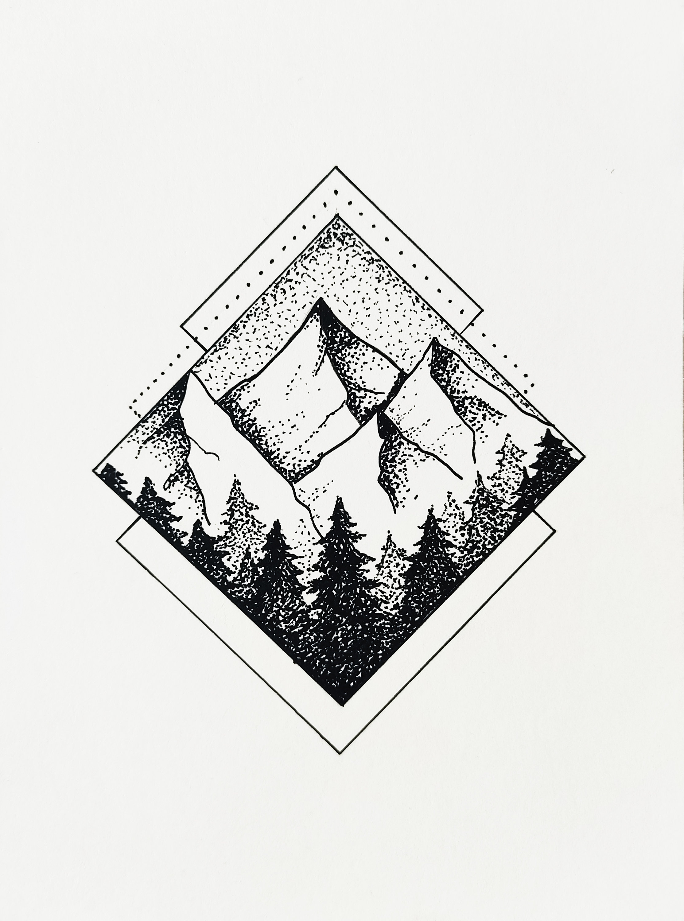 Mountains Handmade Pen Drawing - Etsy UK