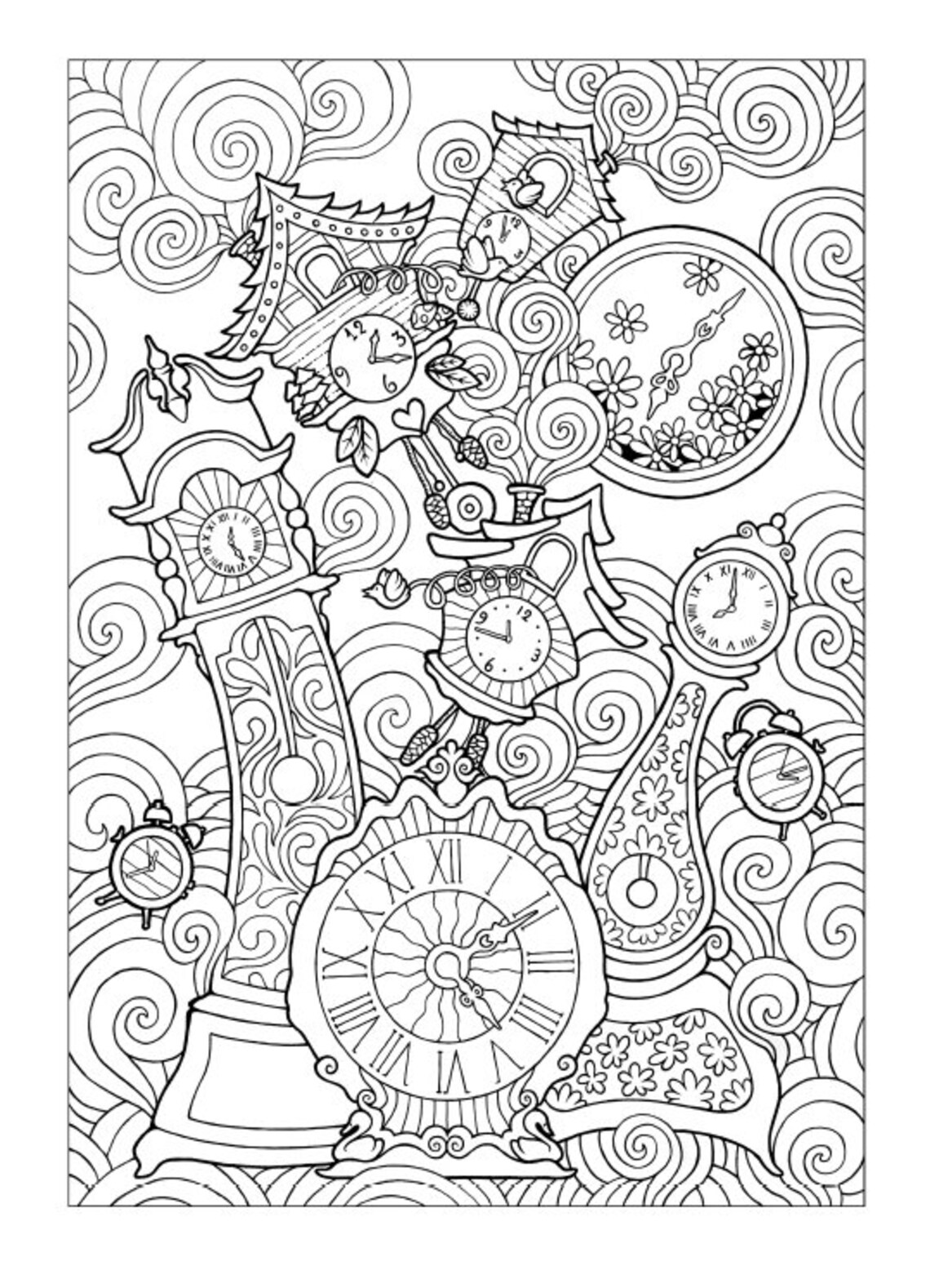 Adult's Destress Coloring Book Printable Adult Coloring | Etsy