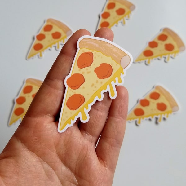 Pizza slice sticker, pepperoni pizza art