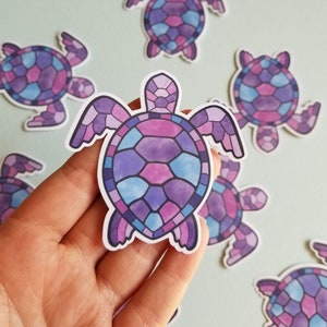 Pegatina de tortuga púrpura, pegatina de tortuga marina, pegatina sarcástica, pegatina de computadora portátil, pegatina de botella de agua, pegatina de computadora portátil, pegatina de vaso