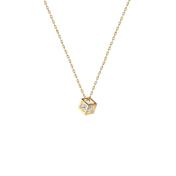 Cube necklace with diamond inside clearance