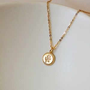 18k Gold Flower Necklace, Sterling Silver Flower Pendant Necklace,  Gold Flower Ornament Necklace, Birthday gift for her
