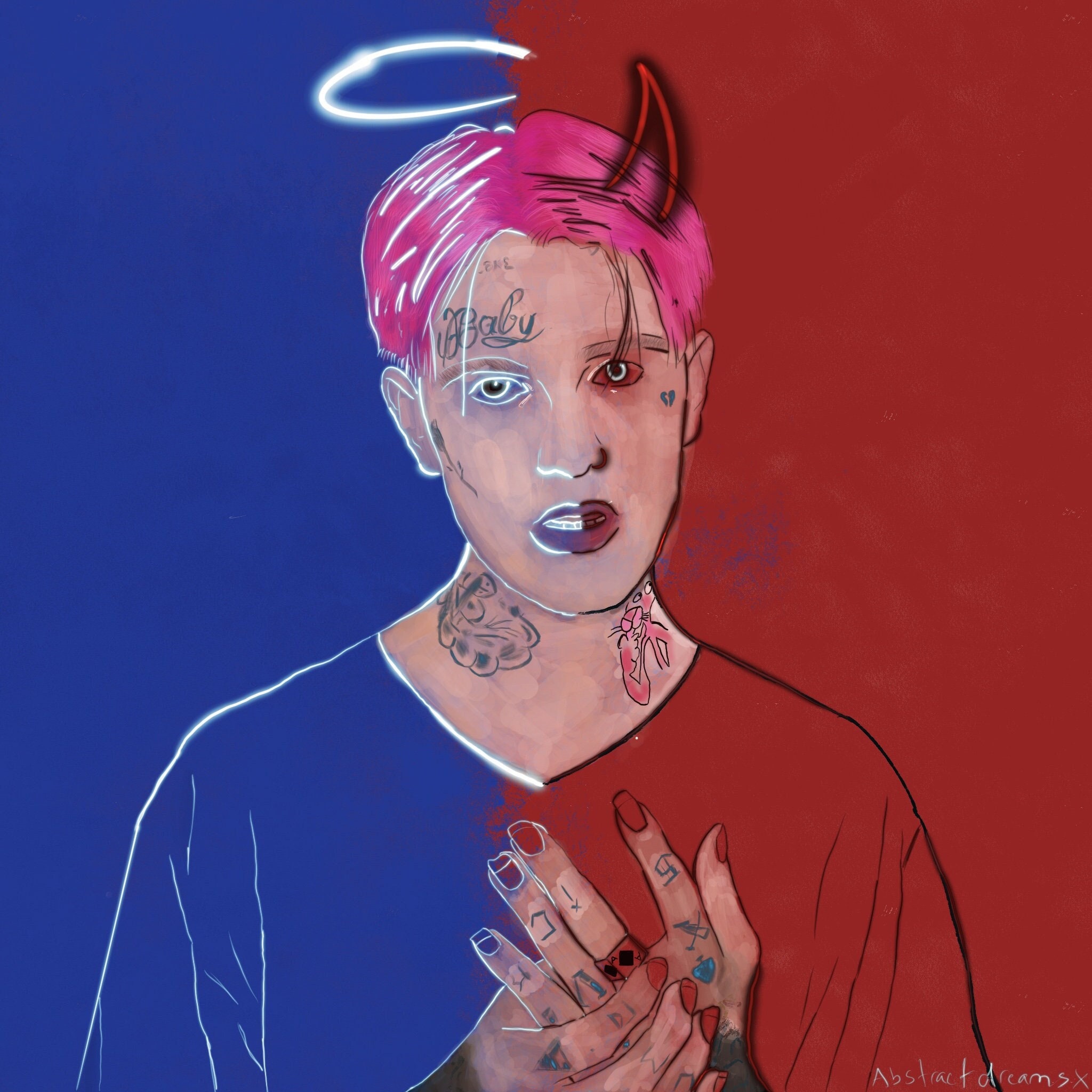 Lil Peep Angel Devil Digital Print At Home Etsy