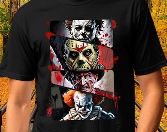 Horror Movie Characters Shirt, Horror Villain Tee, Halloween Shirt, Scary Movie Graphic Tee, Spooky Season TShirt