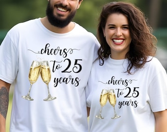 Cheers to Anniversary Matching Shirts, Personalized Couple Tees, Custom Wedding Celebration Gift for Husband and Wife