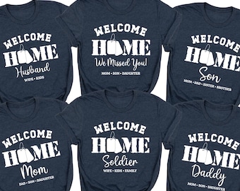 Military Welcome Home Shirts, Soldier Homecoming Family Matching Personalized Tees, Deployment Reunion Shirt, Mom Dad Wife Husband Kids Gift