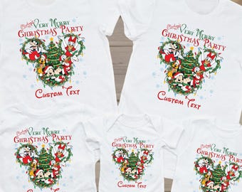 Disney Christmas Tee, Mickey and Friends Family Shirts, Personalized Holiday Party Outfit, Matching Kids and Adult Gift