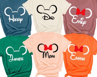Personalized Disney Family Matching Shirts, Custom Mickey & Minnie Family Shirts, Mom Dad Kids Baby Matching Tee, Custom Name Shirt