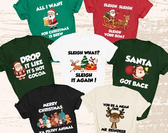 Christmas Song Pun Shirt, Funny Santa and Reindeer Tee, Holiday Humor Graphic T-Shirt, Festive Winter Gift, Choose Your Design