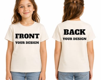 Personalized Kids Front and Back Shirt, Custom Text or Image T-Shirt for Boys & Girls, Custom Youth Toddler Tee