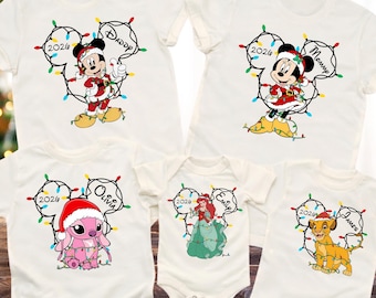Personalized Christmas Vacation Shirts, Disney All Characters, Mickey Minnie Holiday Tees, Custom 2026 Disney Trip Family Outfit