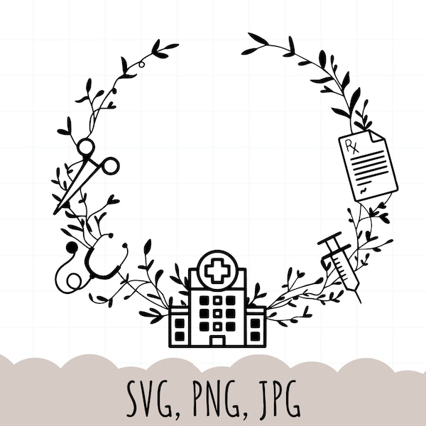 Medical Wreath SVG, PNG, JPG