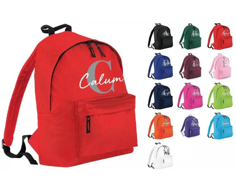 Personalised Kids School Bag Name Letter Etsy