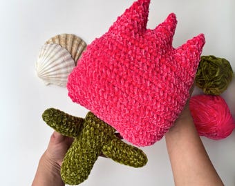 Spring Tulip Crochet Pattern: Easy Plush Flower (PDF Tutorial)