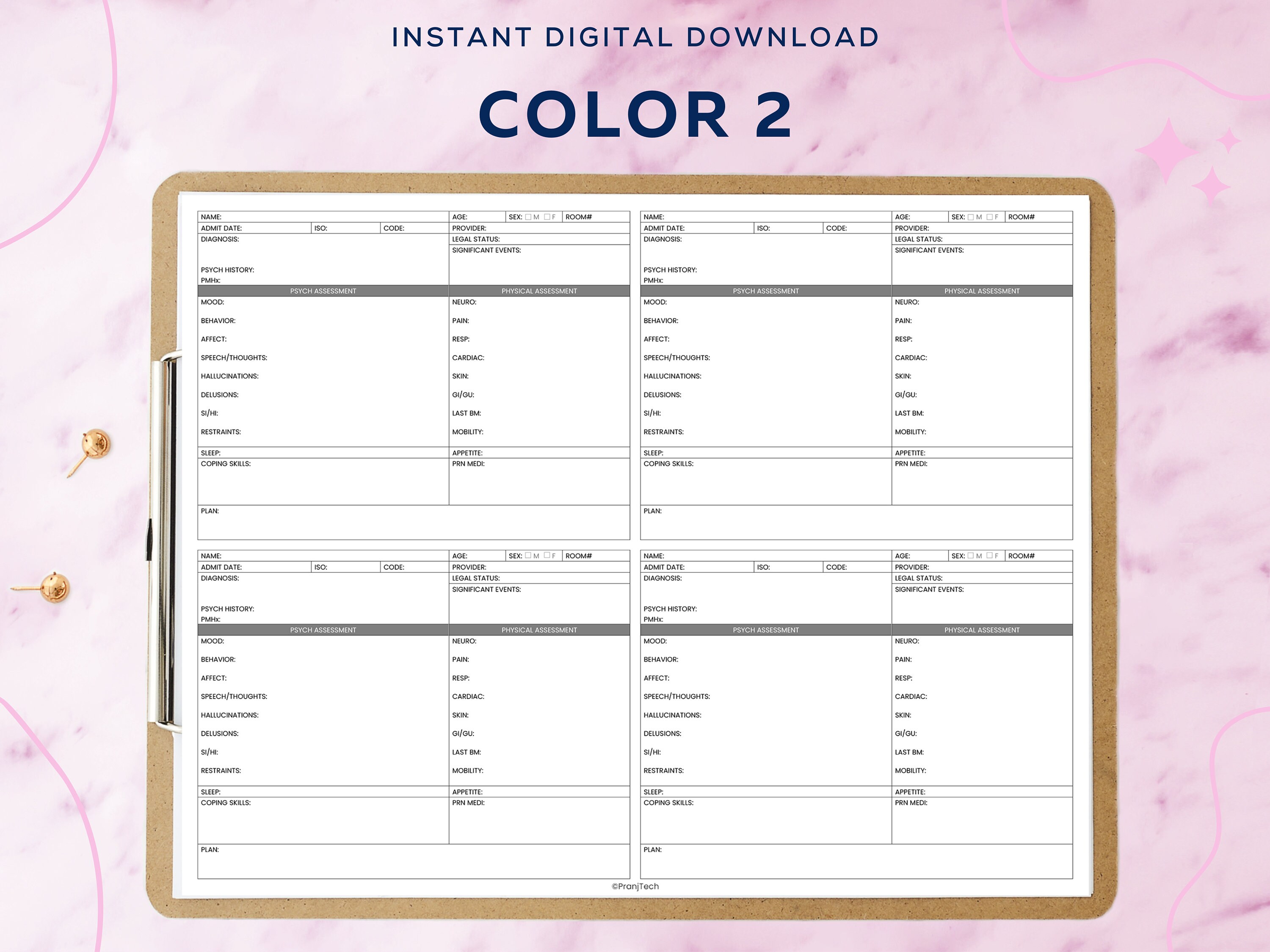 Psych Nurse Report Sheet for 4 Patients, Psych Nurse Brain, Nursing ...