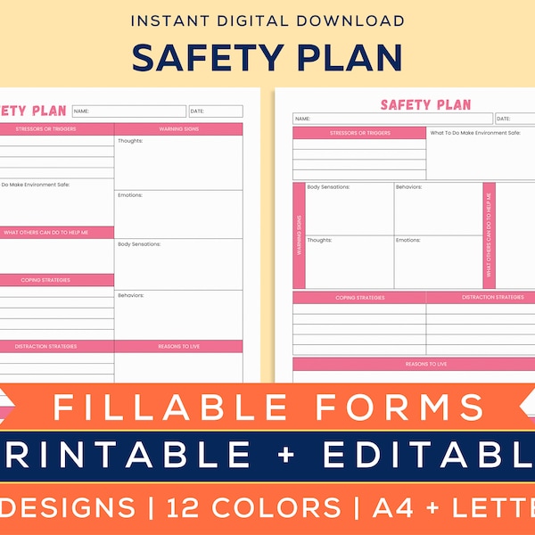Therapist Safety Plan Template Etsy