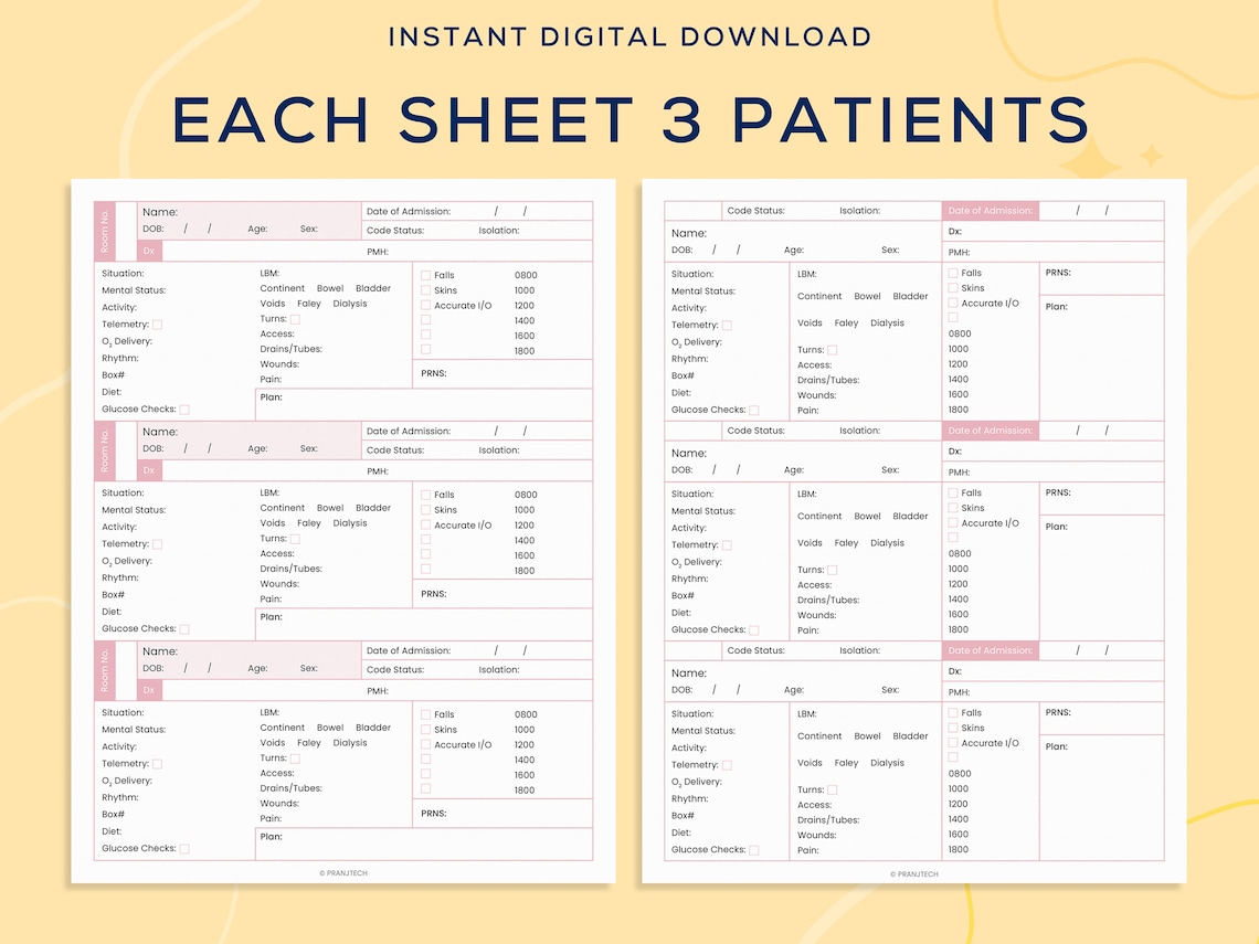 Buy Printable Telemetry Report Sheet, 3 Patient Report Sheet, Medical ...