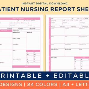 Printable Patient Nursing Report Sheet Template | Medical-Surgical | Nurse Brain Sheet | Single Patient Reporting | ICU Nurses resources