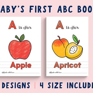ベビーシャワーアクティビティ、ベビーシャワー ABC ゲストブック、パーソナライズされた赤ちゃんの 1 歳の誕生日ブック、バーチャルベビーゲーム、ABC ぬり絵ブック、5x7&quot; +++