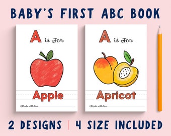 Baby Shower Activity, Baby Shower ABC Guest Book, Personalized Baby's First Birthday Book, virtual baby games, abc coloring book, 5x7" +++