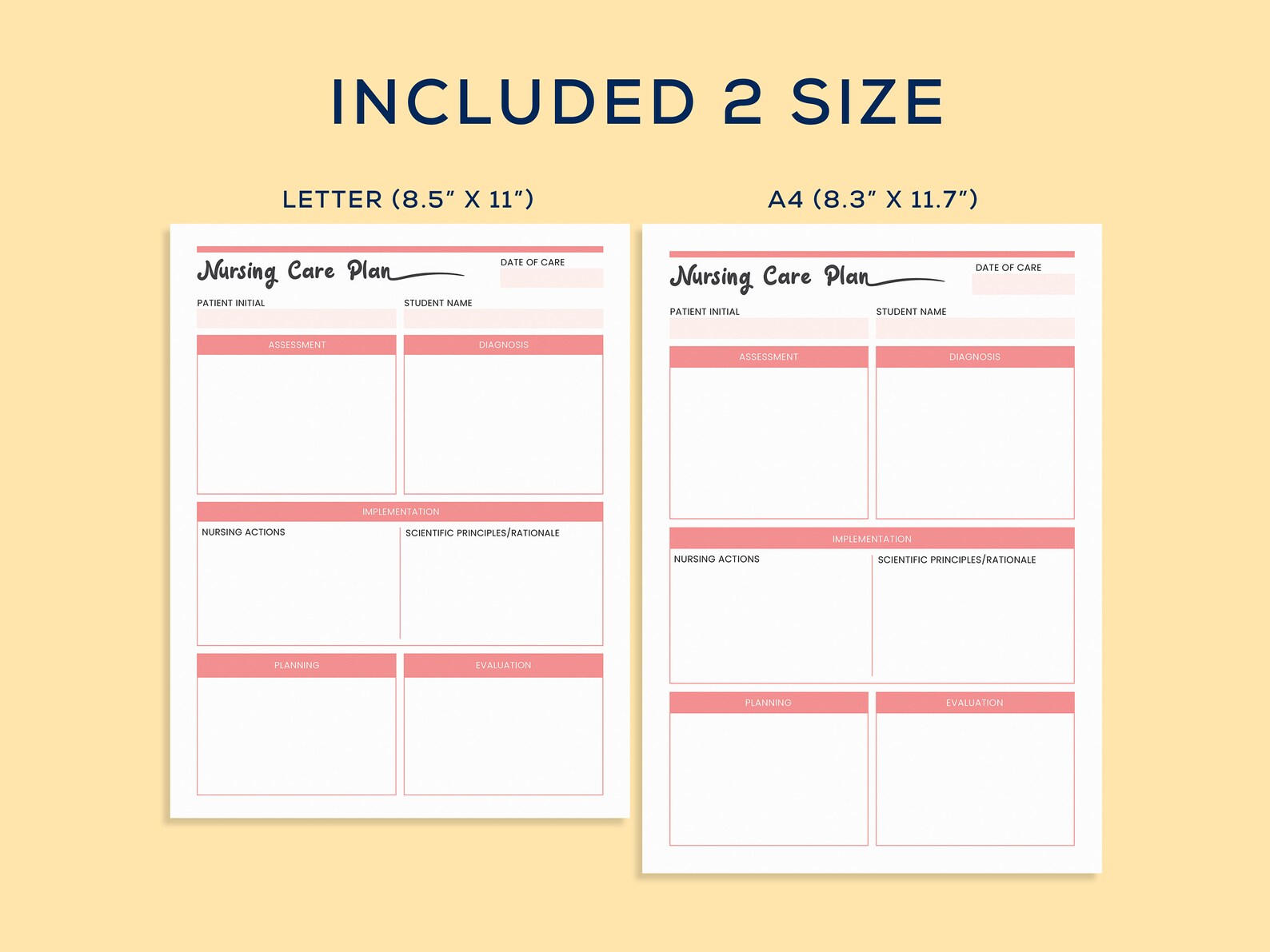 Printable Nursing Student Care Plan | Student Nurse Sheet | ADPIE ...