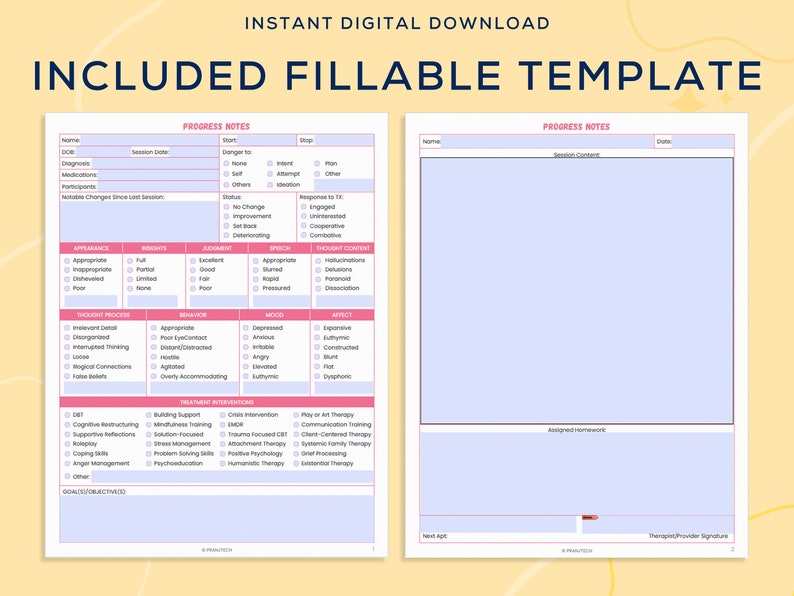 Progress Notes for Therapists, Client Progress Note, Printable ...