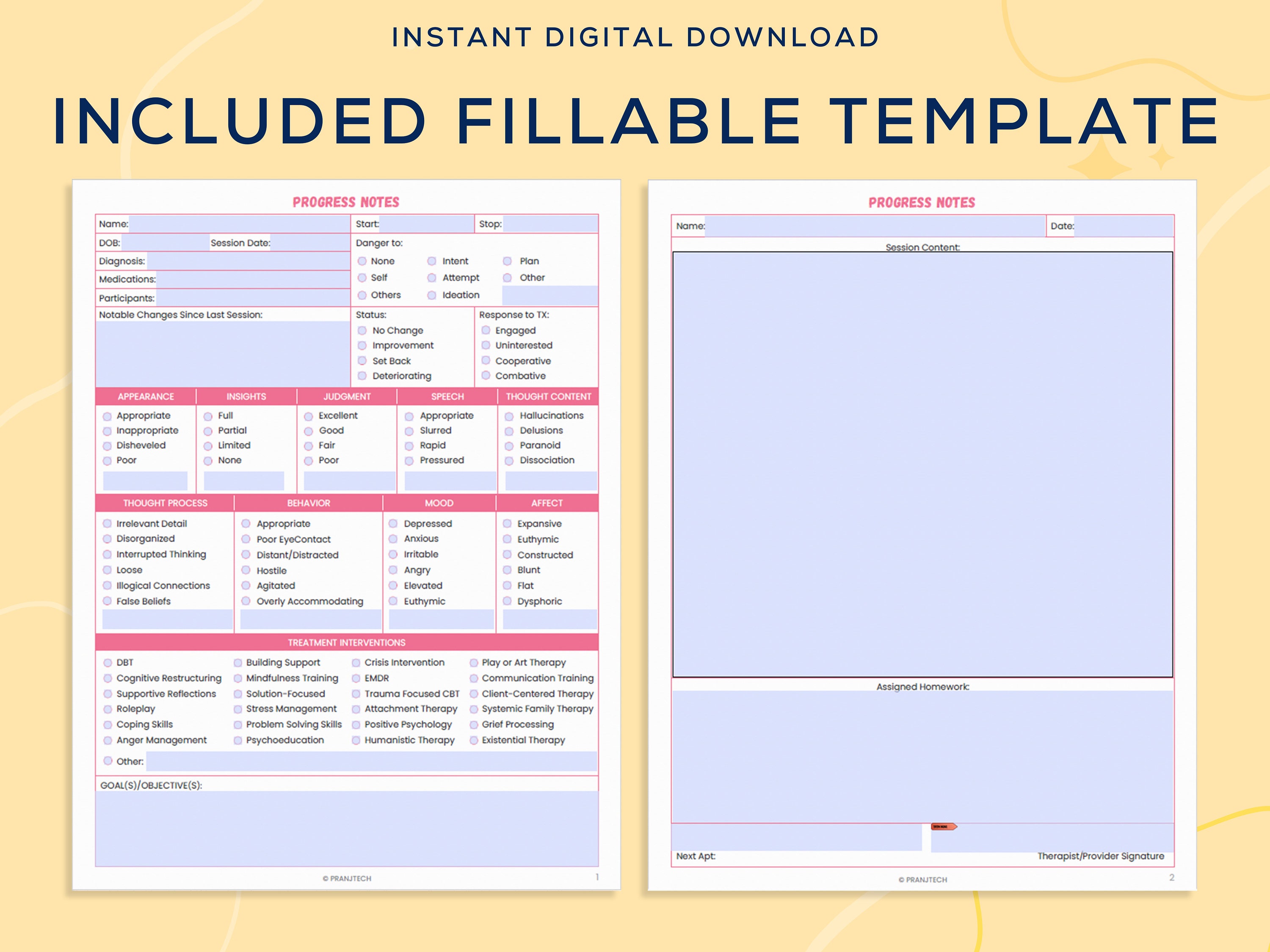 Progress Notes for Therapists, Client Progress Note, Printable ...