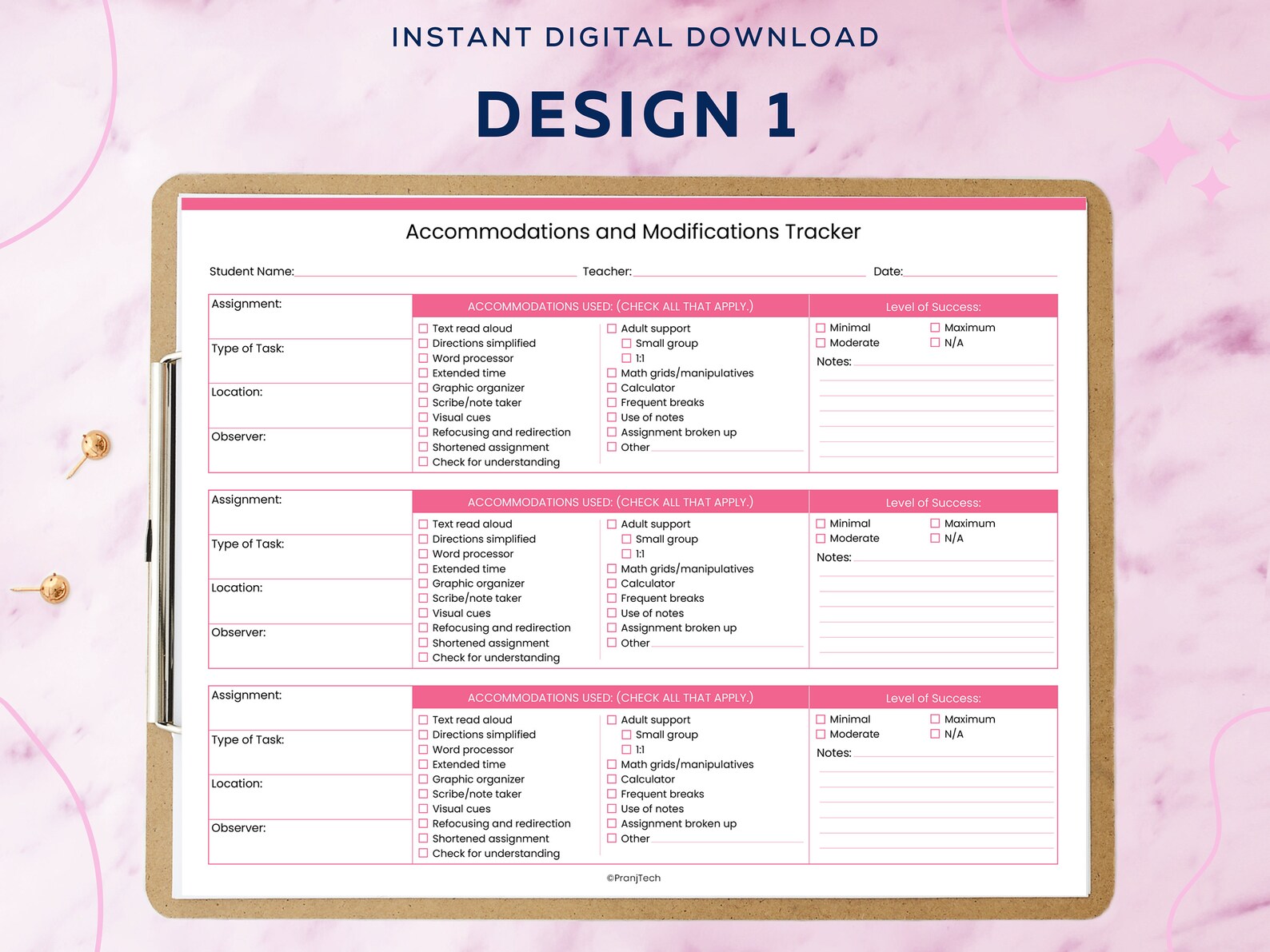 Accommodation & Modification Tracker for Special Education, Classroom ...