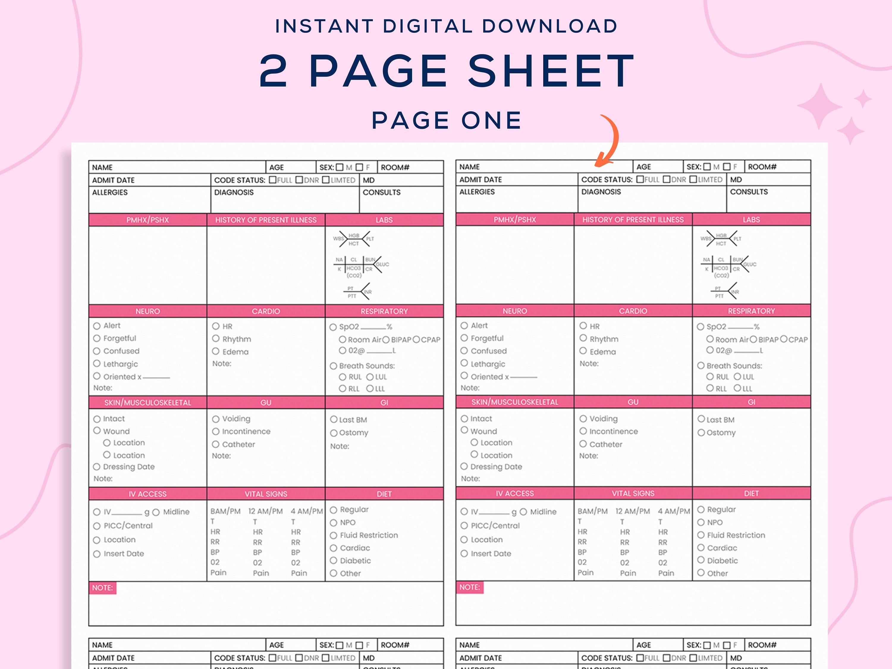 Best Four Patient Nursing Report Sheet for Step Down Units, Medsurg