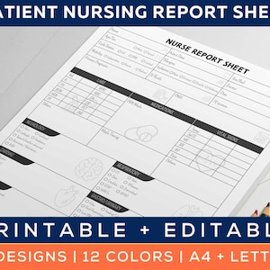 Printable Nurse Report Sheet | SBAR Format, RN Brain Sheet, One patient report sheet, icu handoff, Gift for nurses, imu, Nursing Organizer