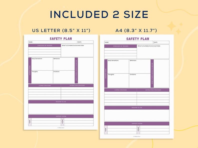 Printable Safety Plan, Therapy Aid, Coping Skills, School Counselor