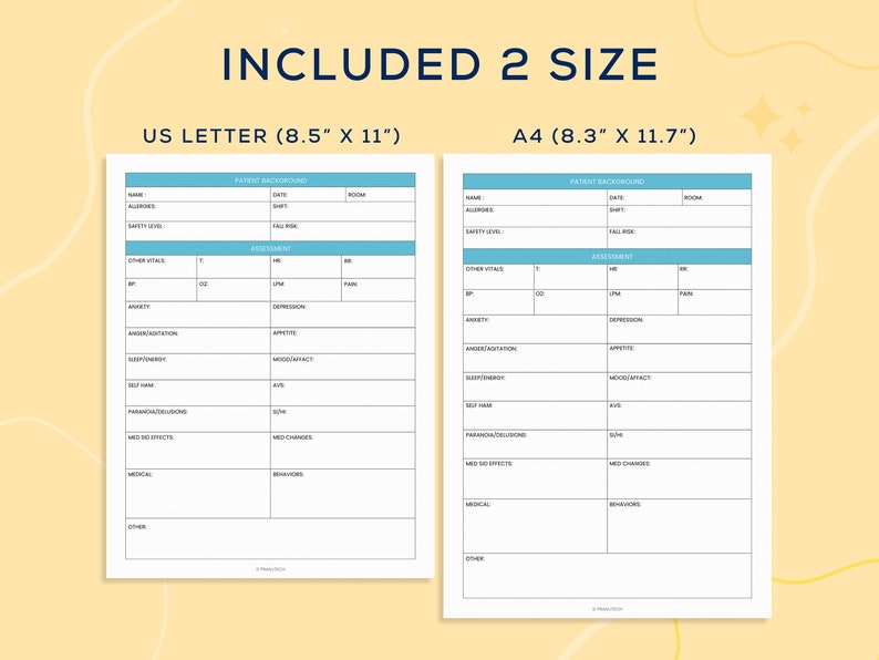 Nursing Psych Report Sheet, Psych/Mental Health Nurse Organizer, Psych RN/LPN/PMHNP, Nurse resources, Patient Reporting Template, A4-Letter image 5