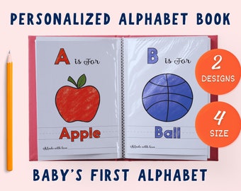 Baby's First ABC Book, Personalized Book for New Baby, Baby Shower Game, Alphabet Coloring Book, Storybook Baby Shower, 4x6", 8.5x11", 5x7"