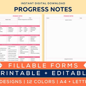 Progress Notes for Therapists, Client Progress Note, Printable, Fillable & Editable Template, Counseling, Therapy Tool, Social SOAP note