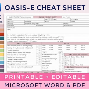 OASIS E Cheat Sheet for Home Health Nurses Start of Care Template OASIS E Cheat Sheet for Home Health Nurses Start of Care Template