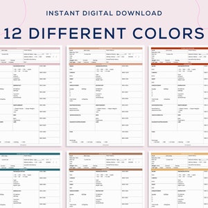 Puede incluir: Descarga digital imprimible de 12 versiones de color diferentes de un formulario de admisi&oacute;n del paciente. El formulario incluye secciones para la informaci&oacute;n demogr&aacute;fica del paciente, el historial m&eacute;dico y la informaci&oacute;n sobre los medicamentos.