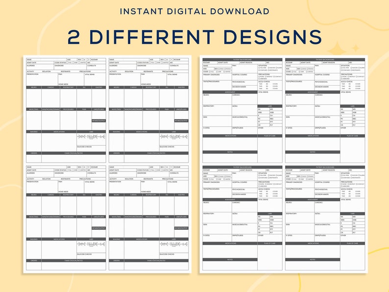 Four Patient Worksheet.pdf Printable 4 Patient Nursing Report Sheet Template | Four Patient Med ...