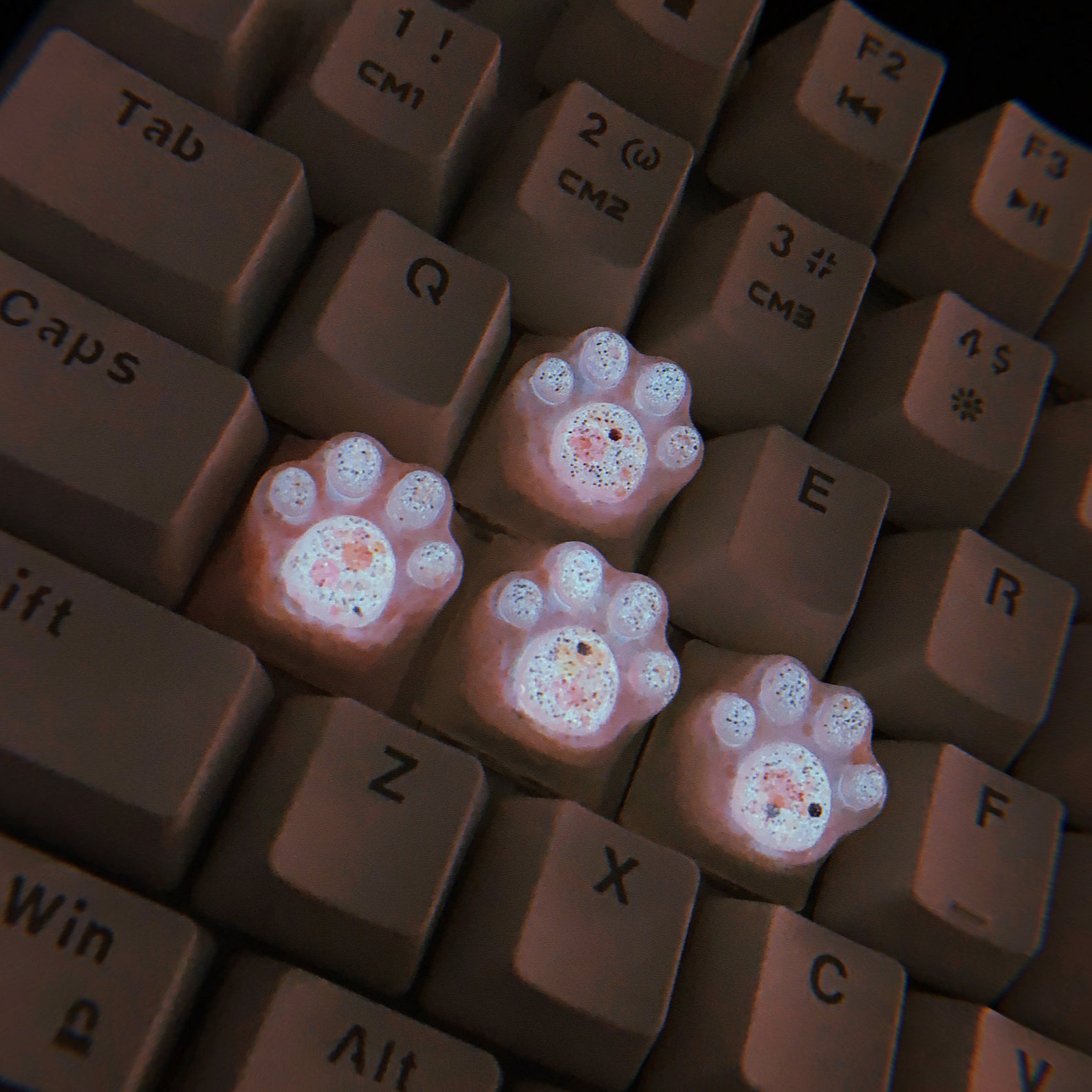 Keycaps Set Cute Pink Glow in the dark resin kitty cat paws Etsy