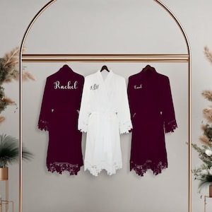 Gepersonaliseerde katoenen kanten gewaad bruidsmeisje voorstel bruidsmeisje gewaden bruiloft gewaden bruidsfeest gewaden Moederdag cadeau bruid gewaad kimono gewaad