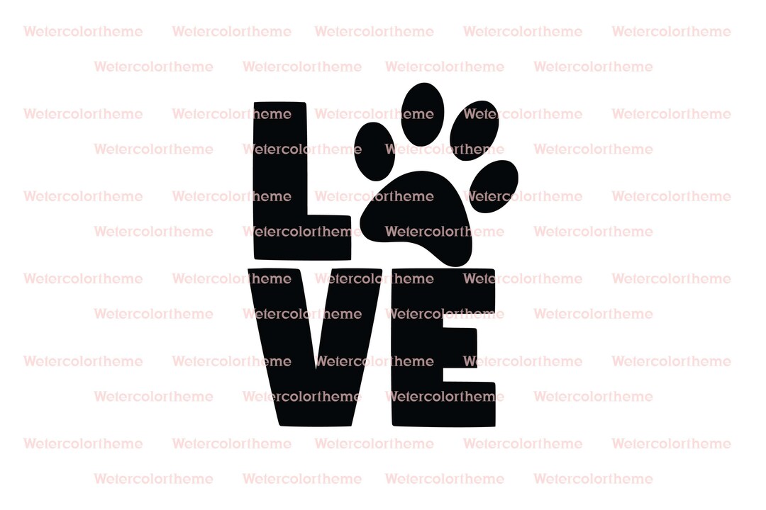 Love Paw Print Stencil Printable