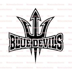 May include: Black and white graphic of a trident above the words "BLUE DEVILS" in a bold, stylized font. The design is likely for a sports team or school.