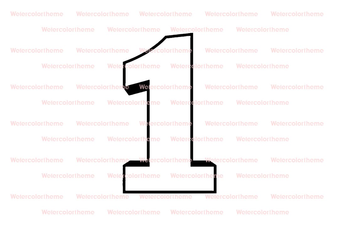 Number 1 SVG | Bold Outline Cut File - Etsy