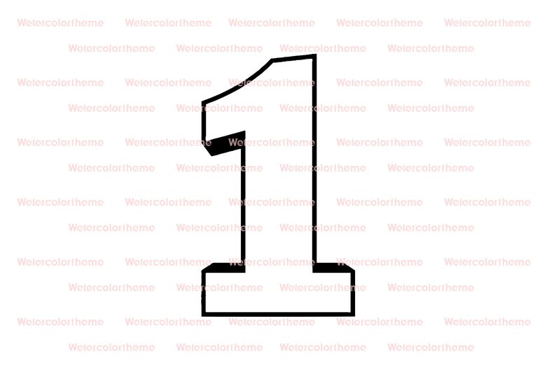 Outlined Number One Number 1 SVG | Bold Outline Cut File - Etsy