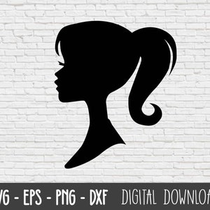 Doll head svg,Woman head svg,Doll svg,Doll clipart,Doll silhouette,Woman silhouette,Ponytail svg,Doll head cricut silhouette svg