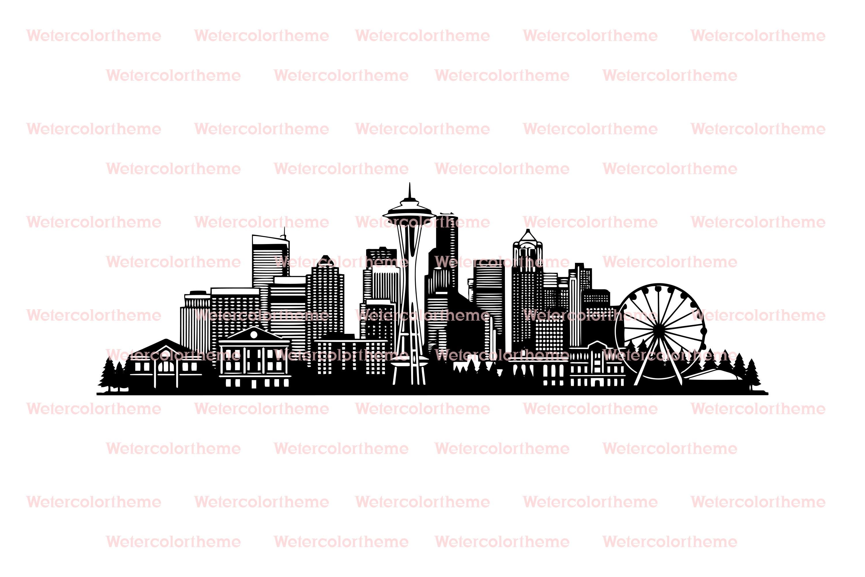 Seattle Skyline Svg,seattle Skyline Vector,seattle Skyline Dxf,seattle ...