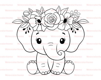 Elefant Svg,Elefant mit Blumen svg,Elefant Svg,Elefant Lineart,Elefant Vektor,Elefant Clipart