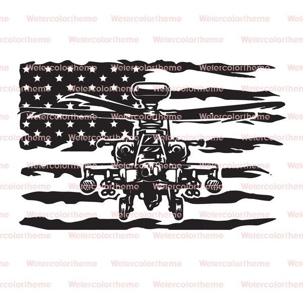 Hélicoptère des États-Unis SVG, Clipart Apache américain, SVG militaire de l’armée, Avion patriotique svg, Us Air Force svg, Hélicoptère militaire svg, Avion militaire des États-Unis