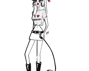 Custom Fashion Illustration Art Print: Personalized Digital Drawing (A5 A4 A3)